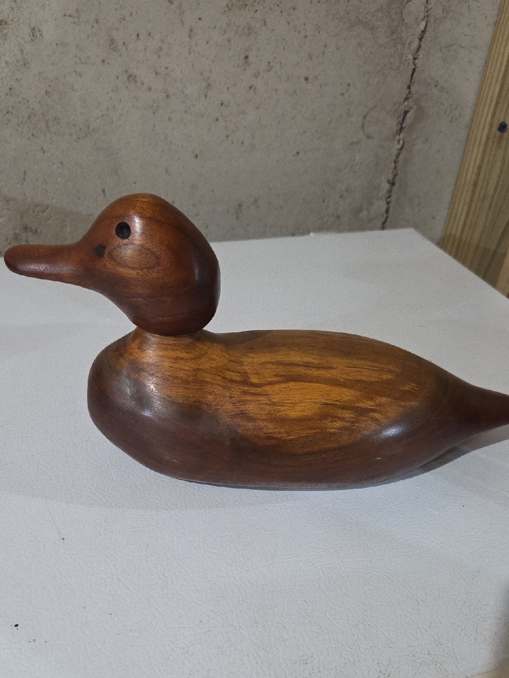 Hand-Carved Wooden Duck Figurine - Warm Brown Finish